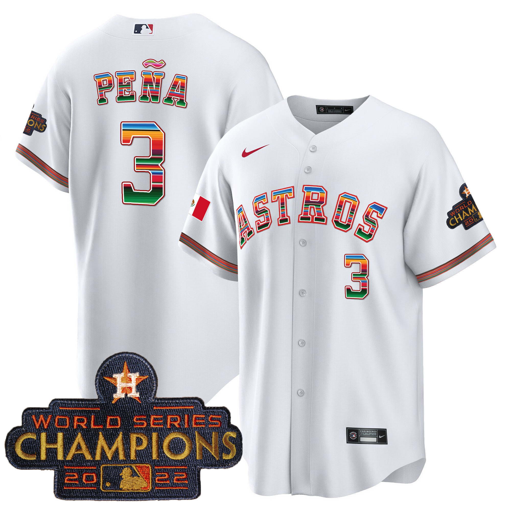 Youth's Astros Mexico Cool Base Limited Jersey - All Stitched - Image 9