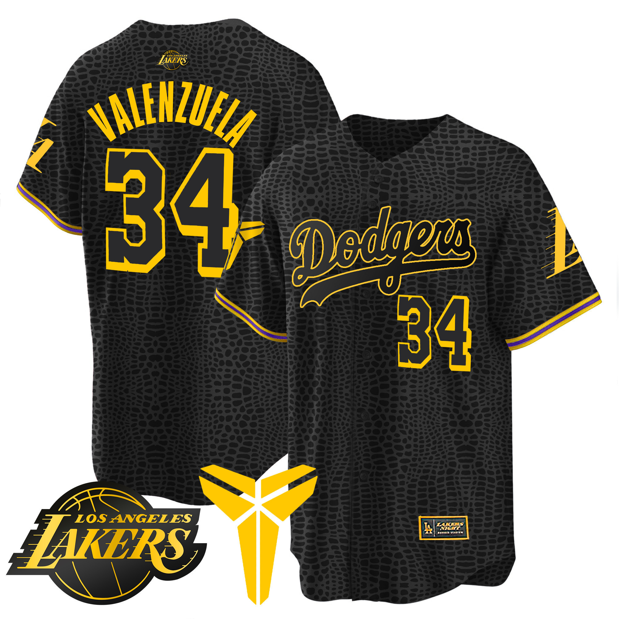 Youth's Dodgers Cool Base Mamba Jersey V2 - All Stitched - Image 5