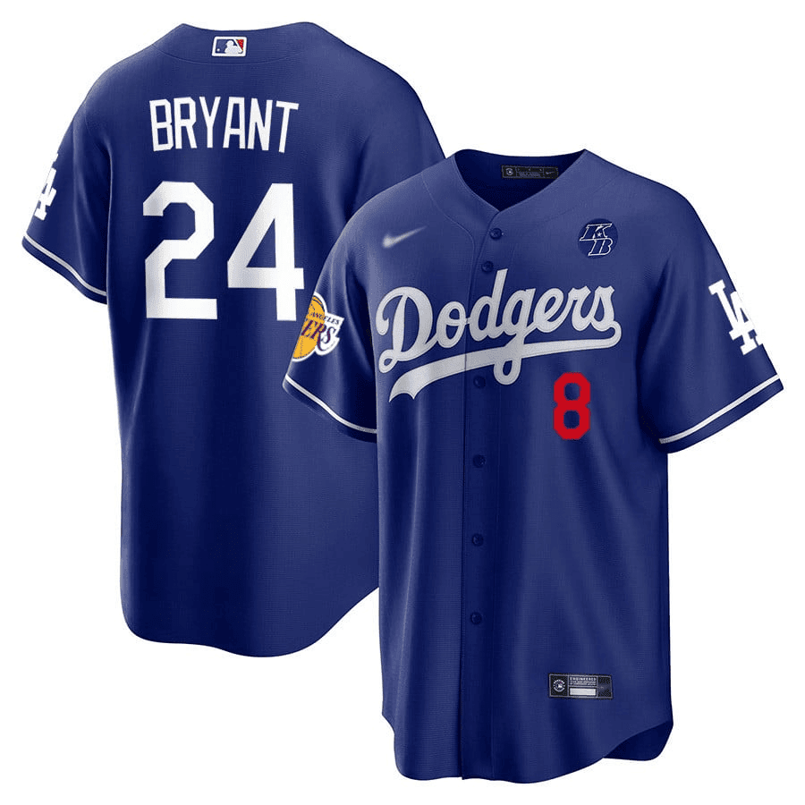 Dodgers #8/24 Kobe Bryant Lakers/Dodgers Patch Jersey - All Stitched - Image 6