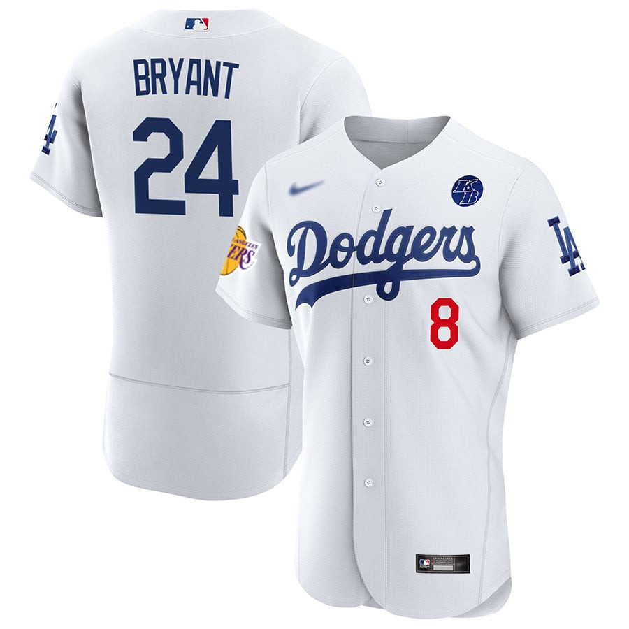 Dodgers #8/24 Kobe Bryant Lakers/Dodgers Patch Jersey - All Stitched - Image 2
