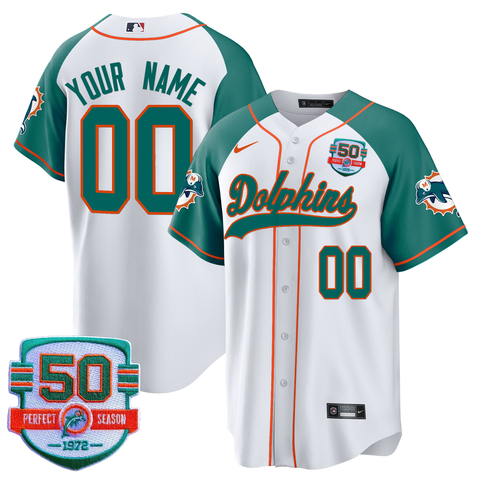 Dolphins Throwback Baseball Custom Jersey - All Stitched - Image 6