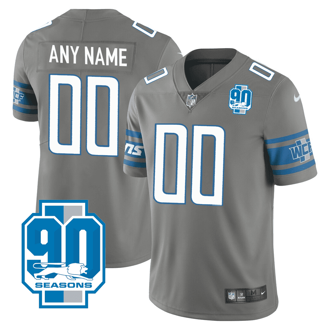 Detroit Lions 90th Year Patch Custom Jersey - All Stitched - Image 5