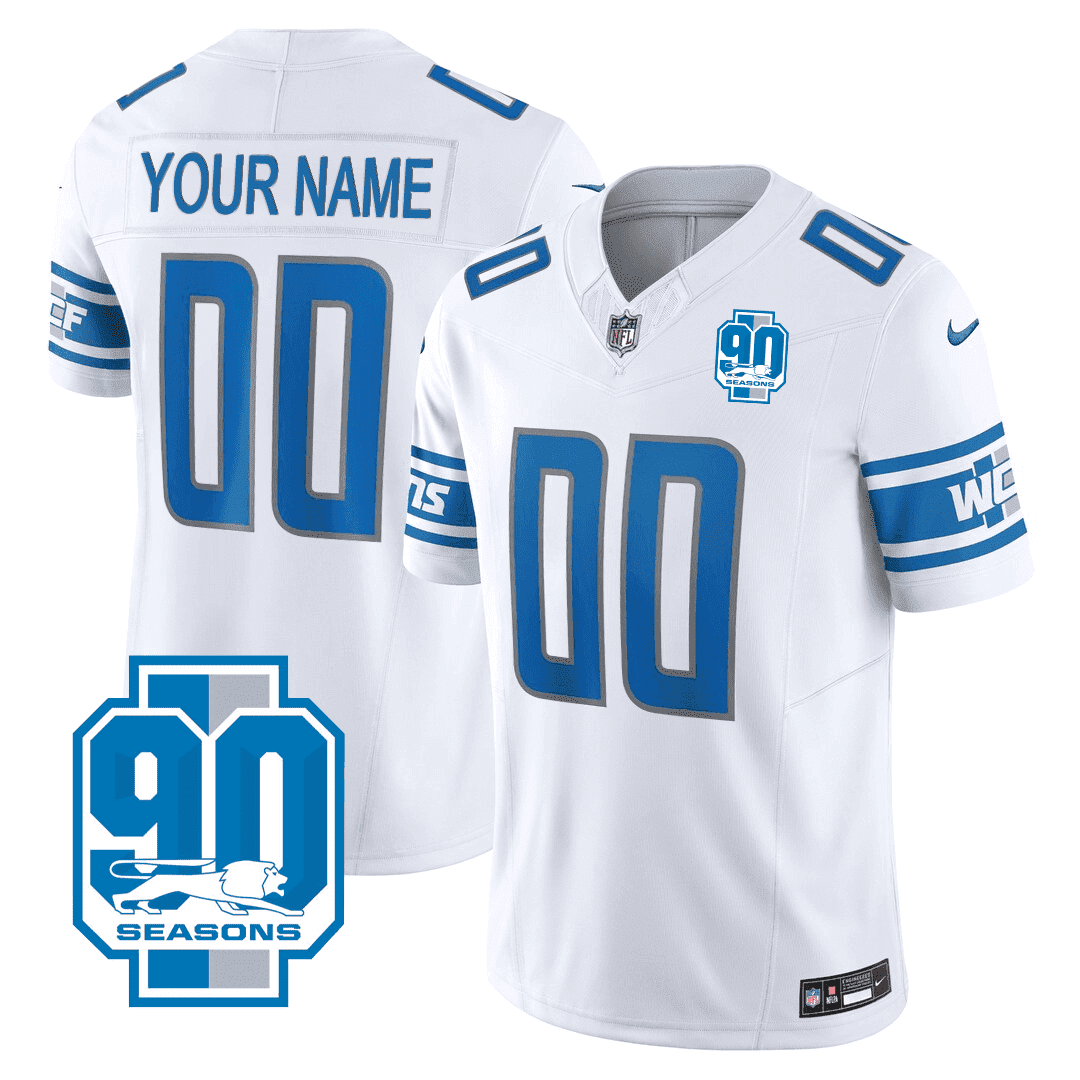 Detroit Lions 90th Year Patch Custom Jersey - All Stitched - Image 3