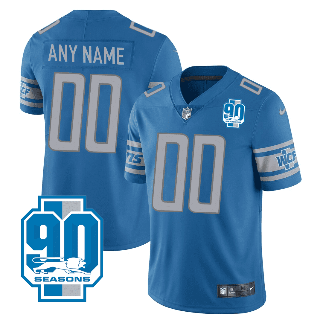 Detroit Lions 90th Year Patch Custom Jersey - All Stitched - Image 4