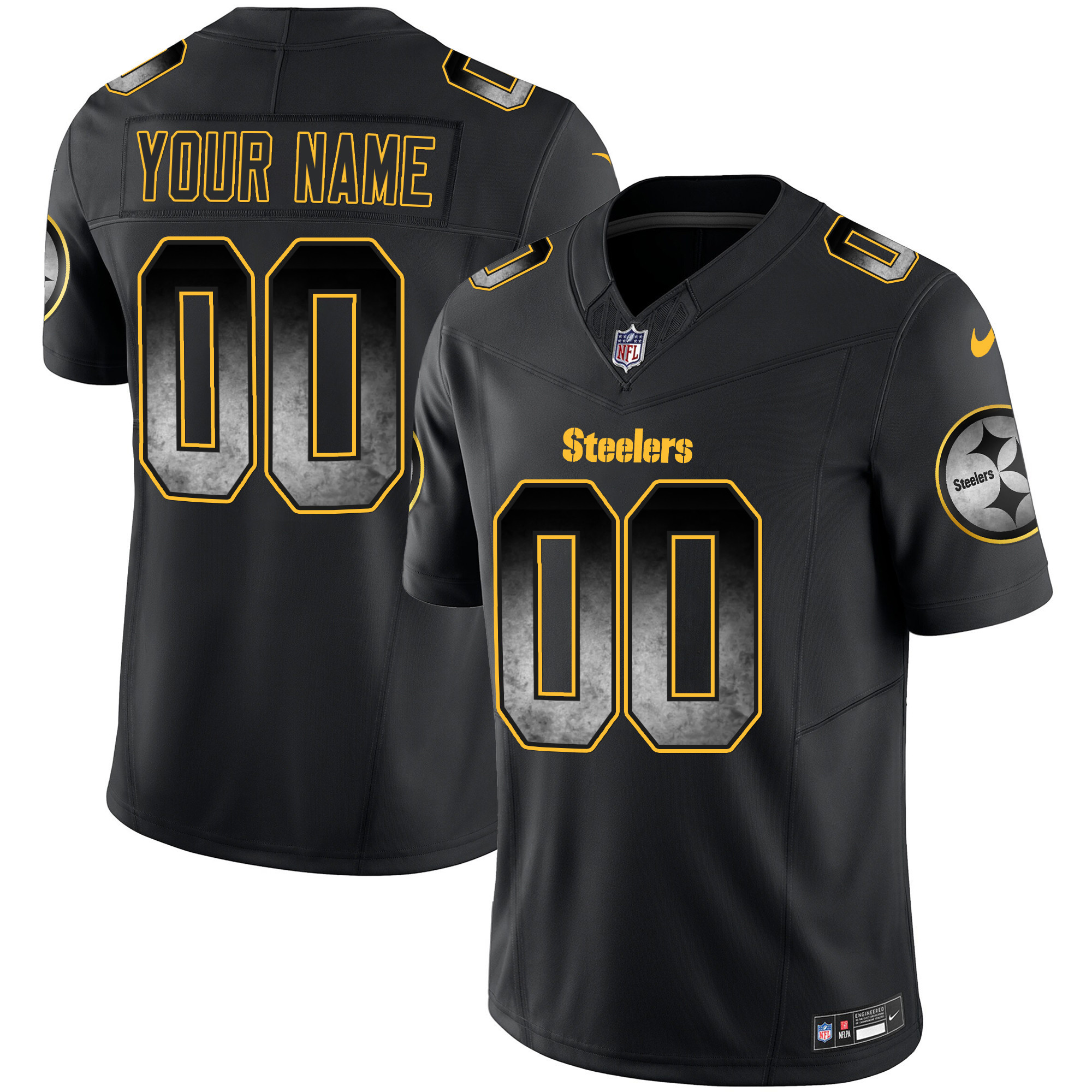 Steelers Arch Smoke Vapor Custom Jersey - All Stitched