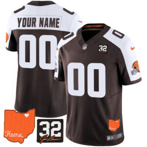 Cleveland Browns 2025 Jim Brown Memorial & Home Patch Vapor Limited Custom Jersey - All Stitched