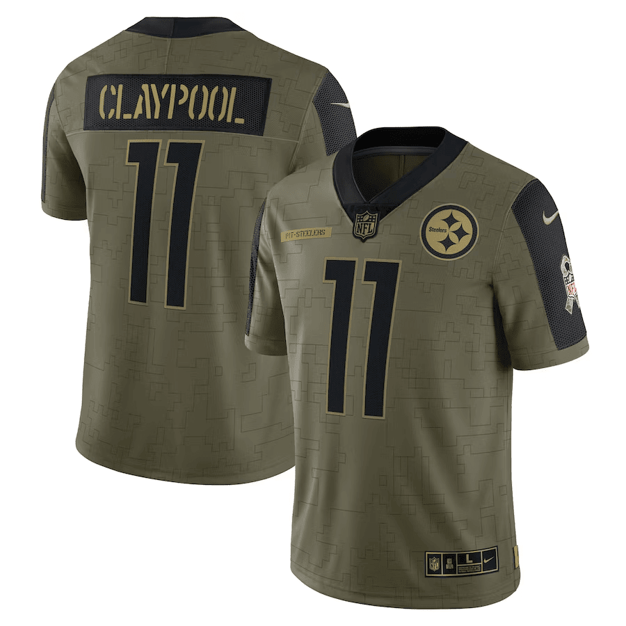 Men's Chase Claypool Pittsburgh Steelers 2021 Salute To Service Limited Player Jersey - Olive - All Stitched