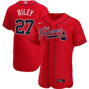 Austin Riley Atlanta Braves Los Bravos Red Jersey - All Stitched