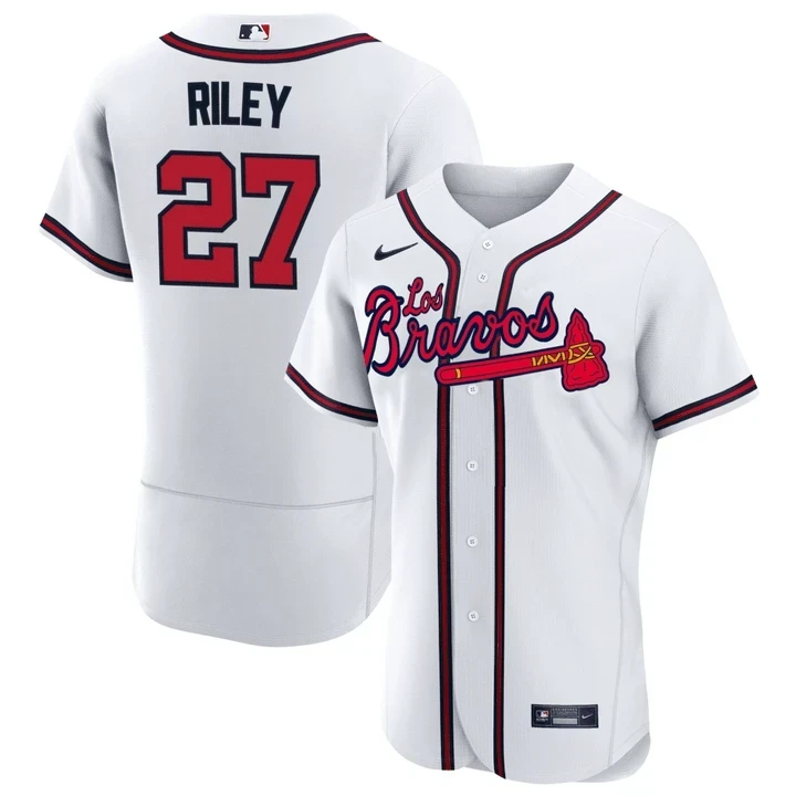 Austin Riley Atlanta Braves Los Bravos White Jersey - All Stitched