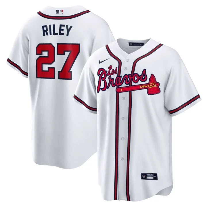 Austin Riley Atlanta Braves Los Bravos White Jersey - All Stitched - Image 2