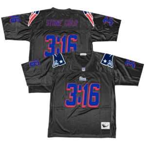 Stone Cold Steve Austin New England Patriots Black Jersey - All Stitched