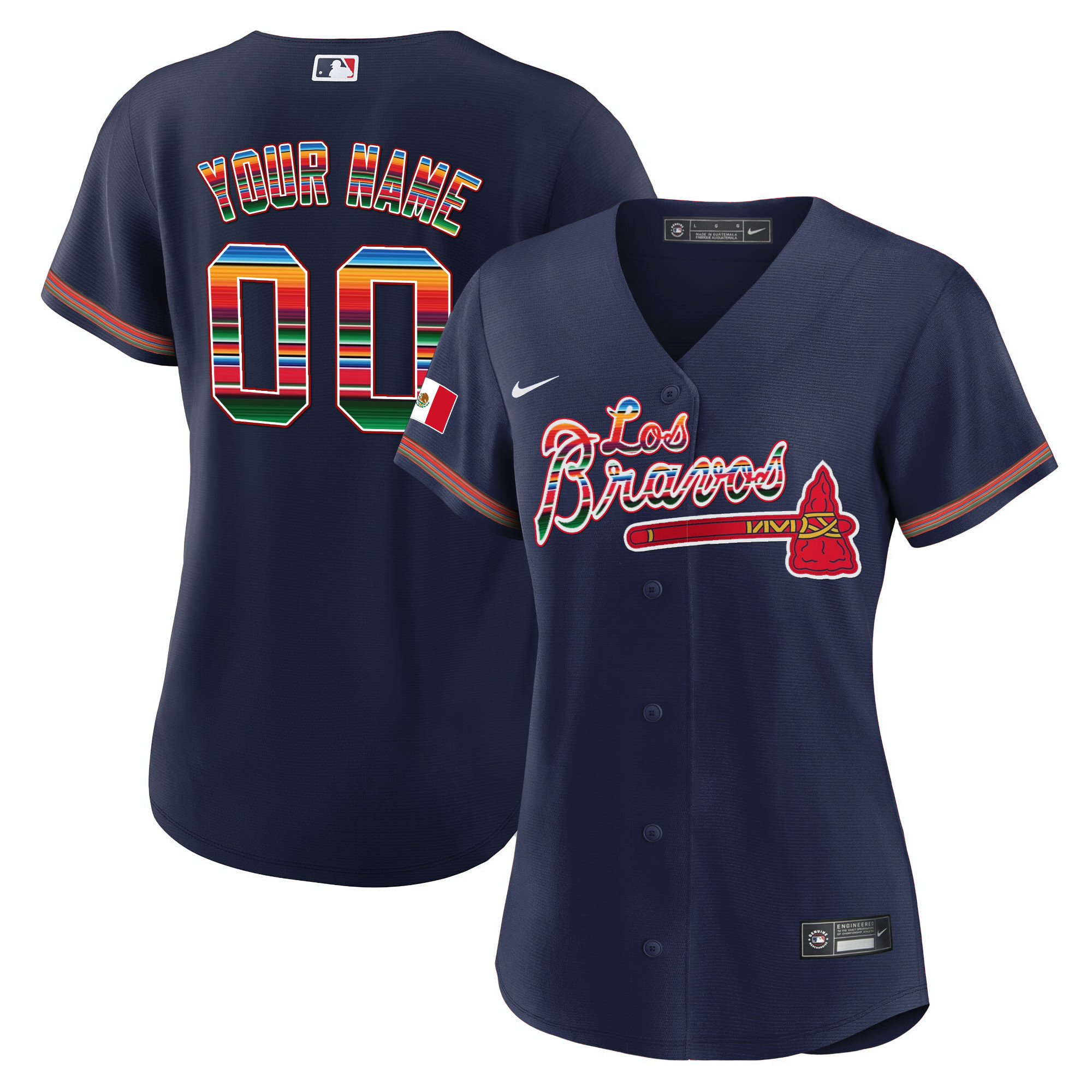 Atlanta Braves Los Bravos Mexico Custom Jersey - All Stitched - Image 8