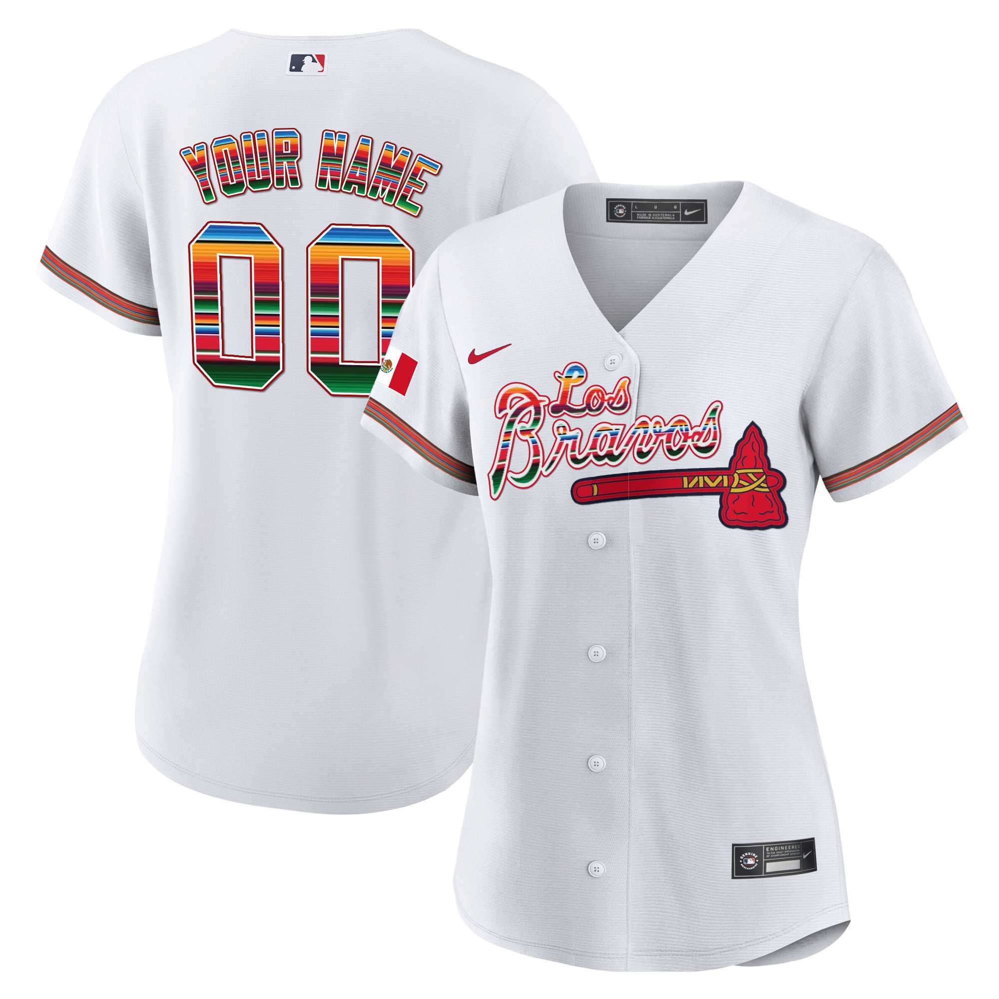 Atlanta Braves Los Bravos Mexico Custom Jersey - All Stitched - Image 5