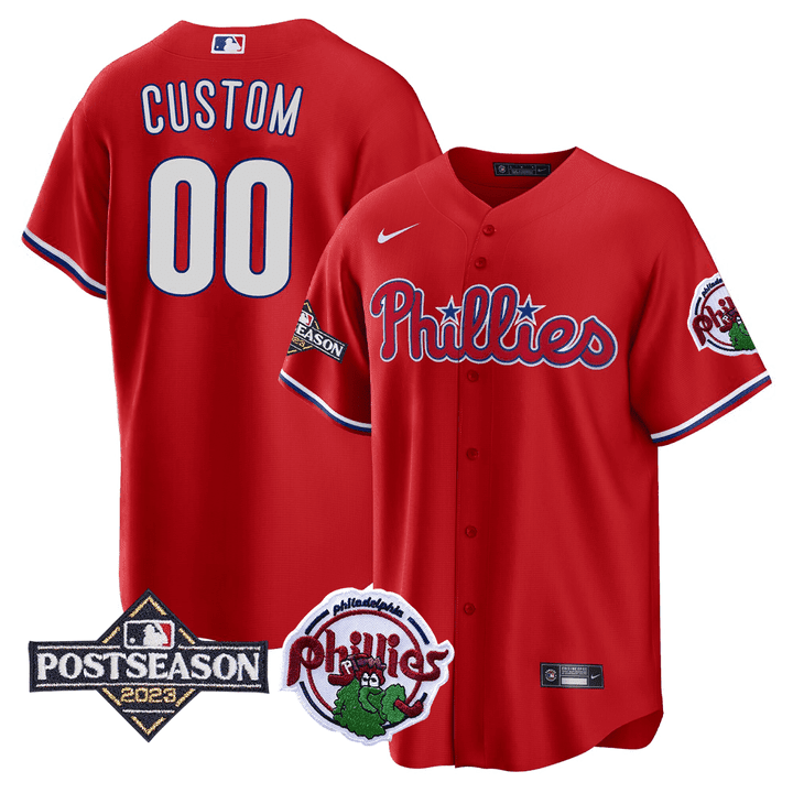 Philadelphia Phillies 2023 Postseason Patch Custom Jersey - All Stitched