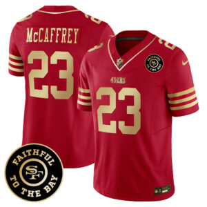 49ers Faithful To The Bay Patch Scarlet Gold Vapor Limited Jersey - All Stitched