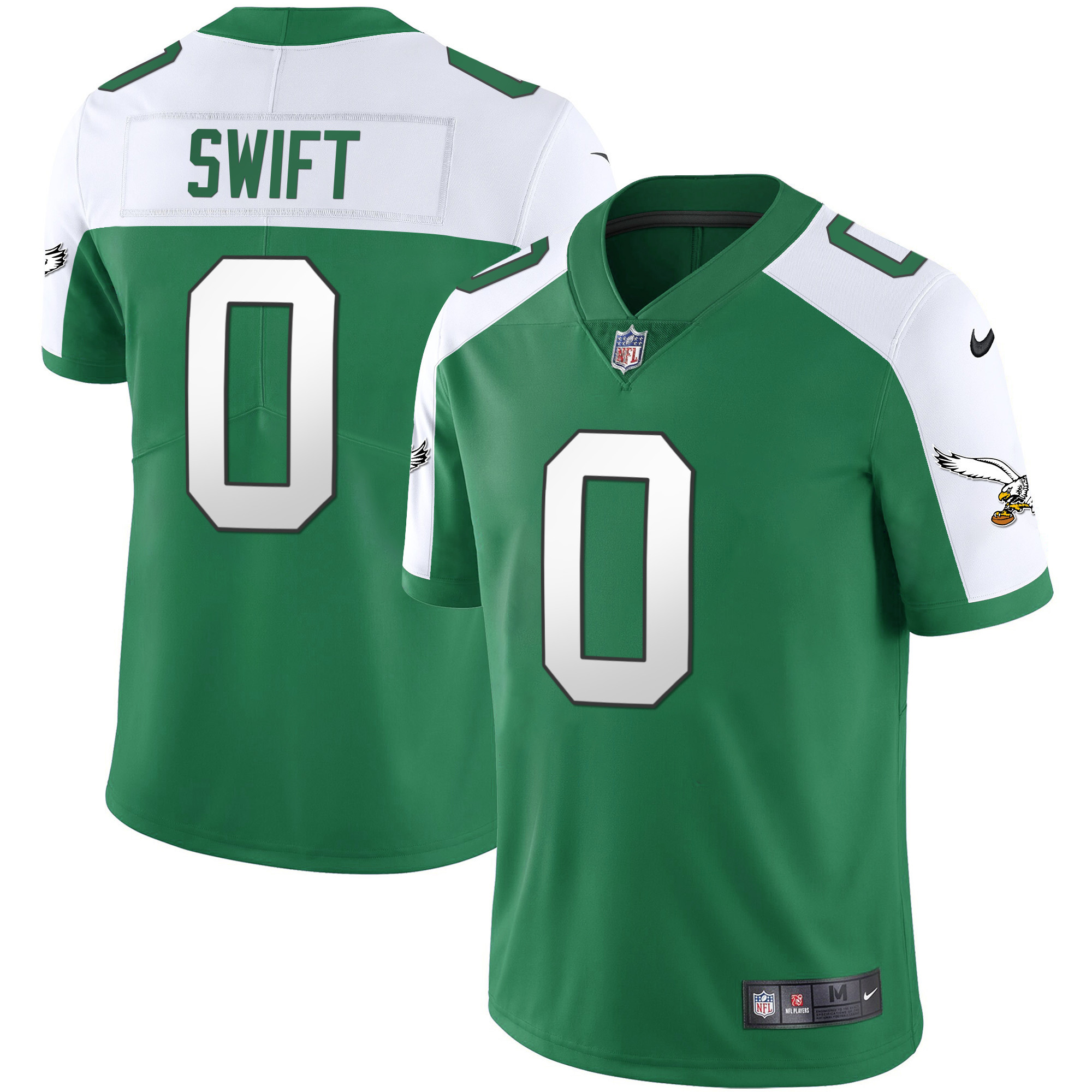 D'Andre Swift Eagles Throwback Kelly Vapor Limited Jersey - All Stitched - Image 6