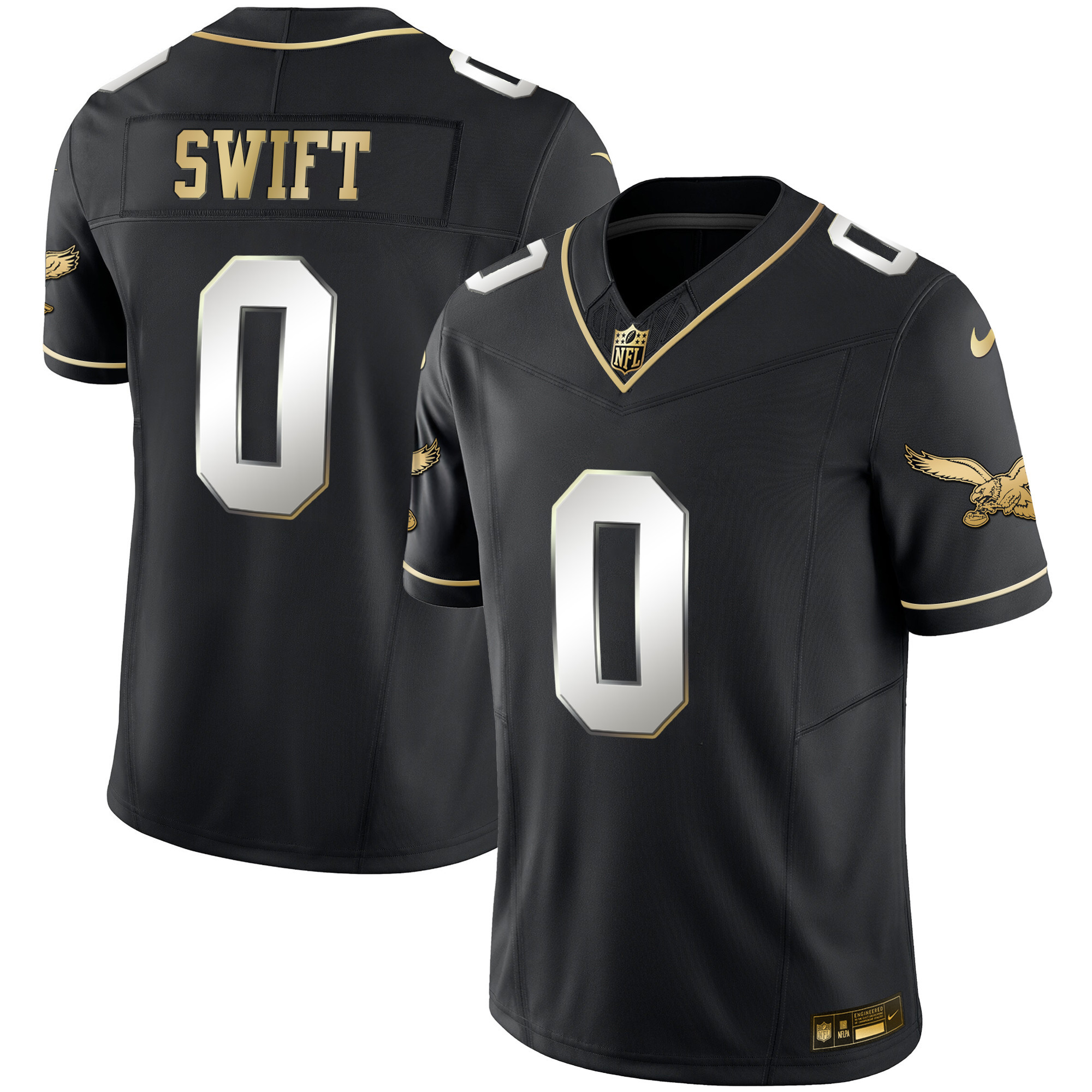 D'Andre Swift Eagles Throwback Kelly Vapor Limited Jersey - All Stitched - Image 5
