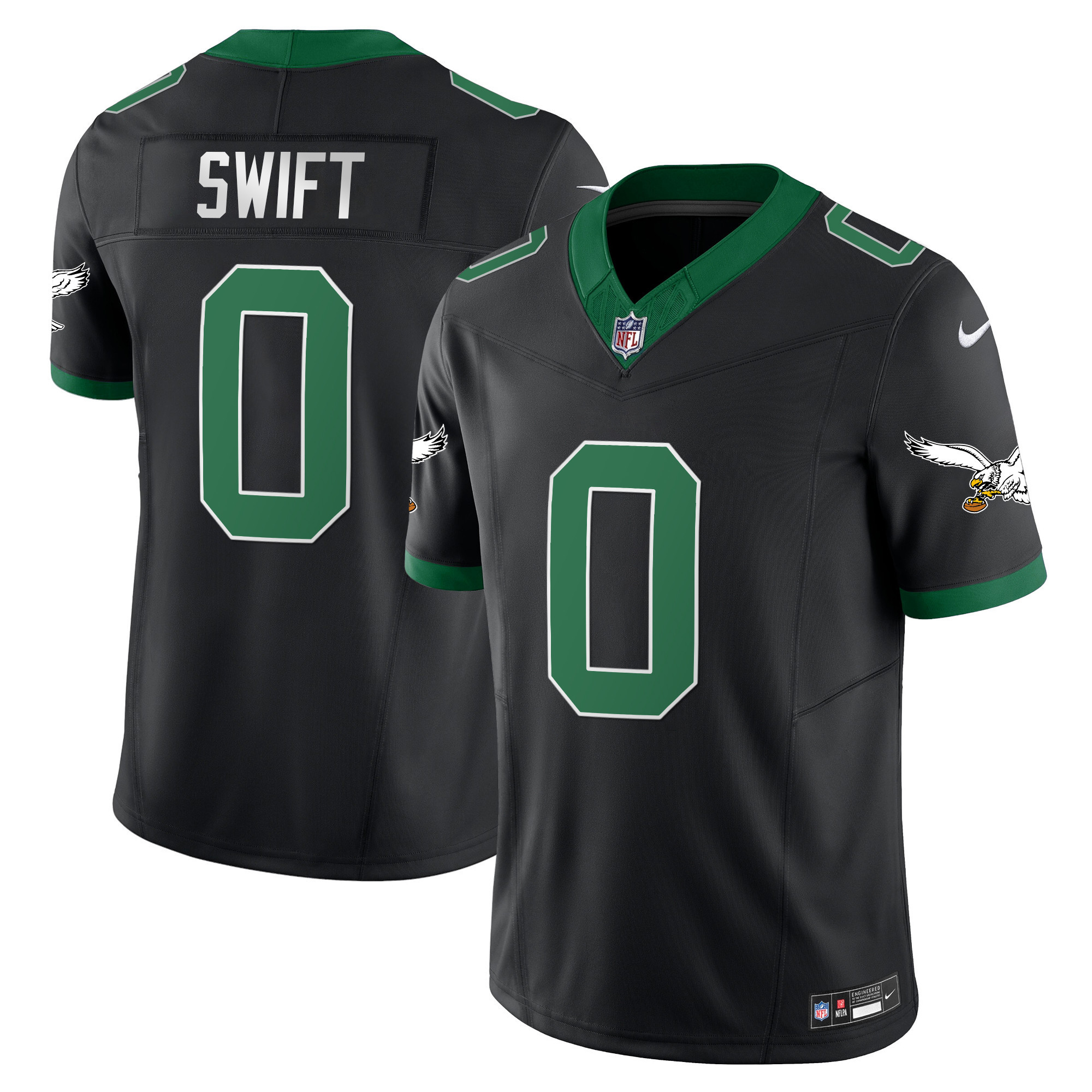 D'Andre Swift Eagles Throwback Kelly Vapor Limited Jersey - All Stitched - Image 3