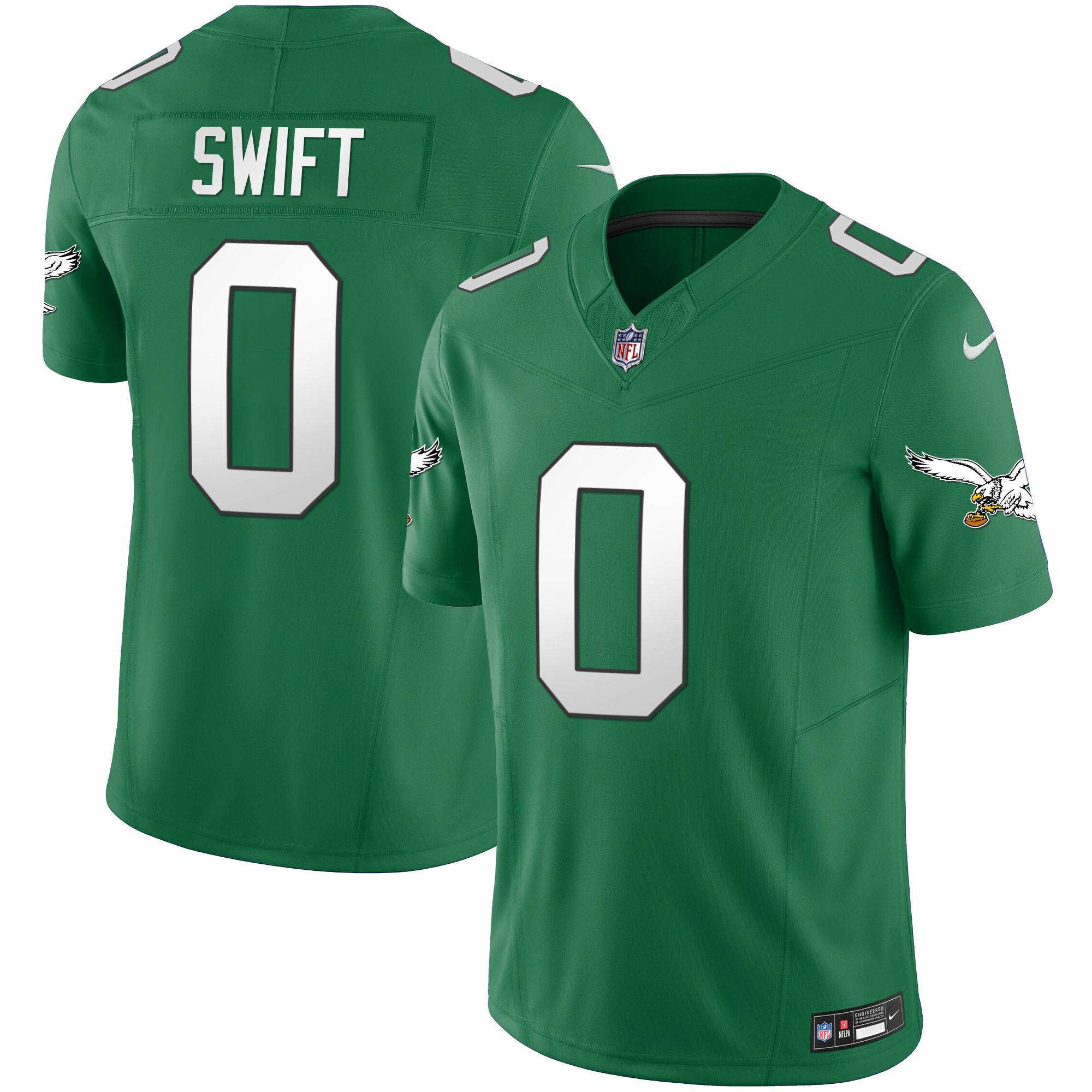 D'Andre Swift Eagles Throwback Kelly Vapor Limited Jersey - All Stitched - Image 2