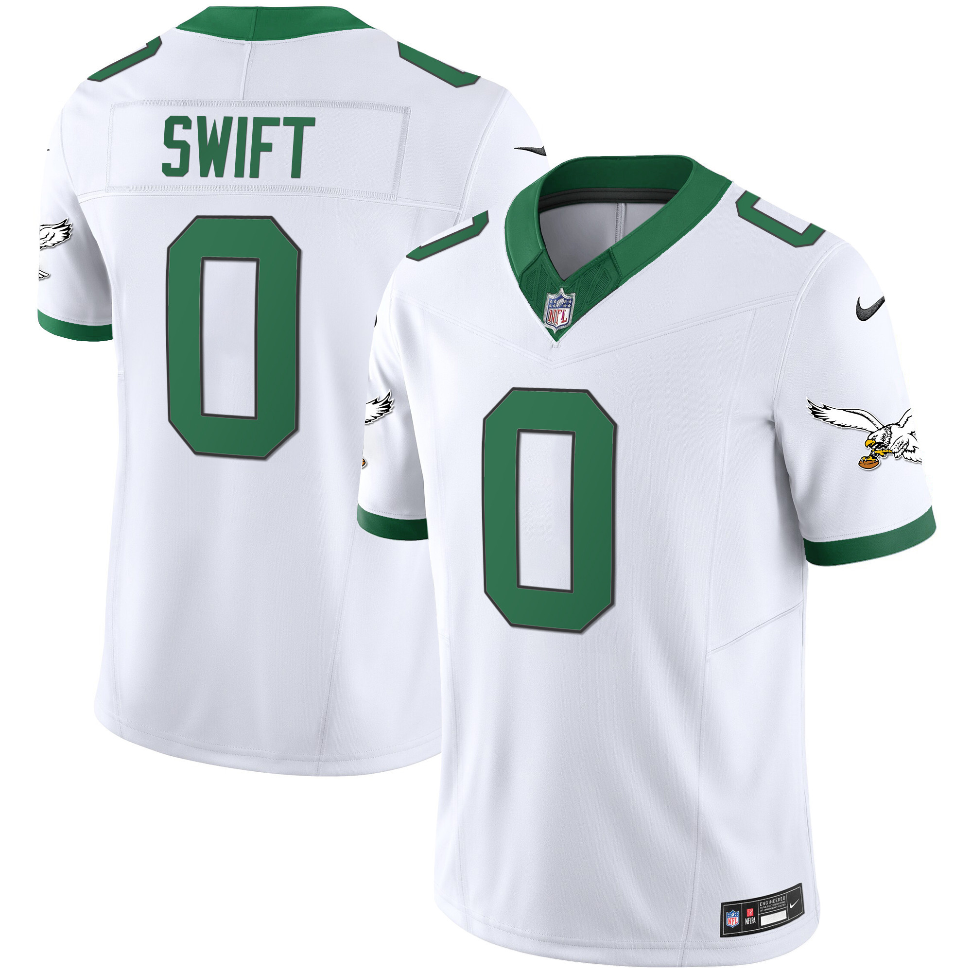 D'Andre Swift Eagles Throwback Kelly Vapor Limited Jersey - All Stitched