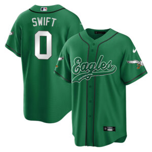 D'Andre Swift Eagles Kelly Green Baseball Jersey - All Stitched