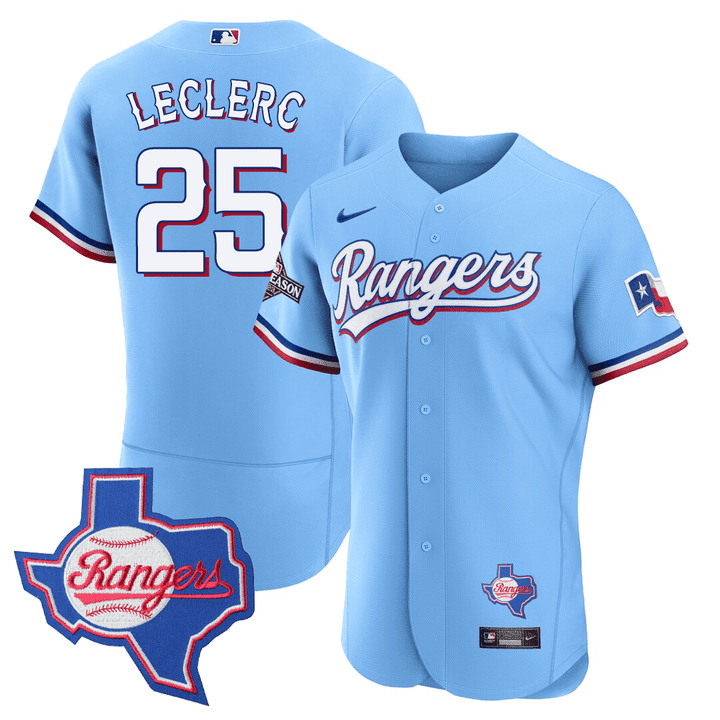 Men's Texas Rangers Texas State Patch Jersey - All Stitched - Image 23