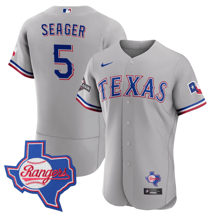 Men's Texas Rangers Texas State Patch Jersey - All Stitched - Image 3