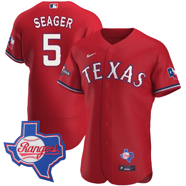 Men's Texas Rangers Texas State Patch Jersey - All Stitched - Image 10