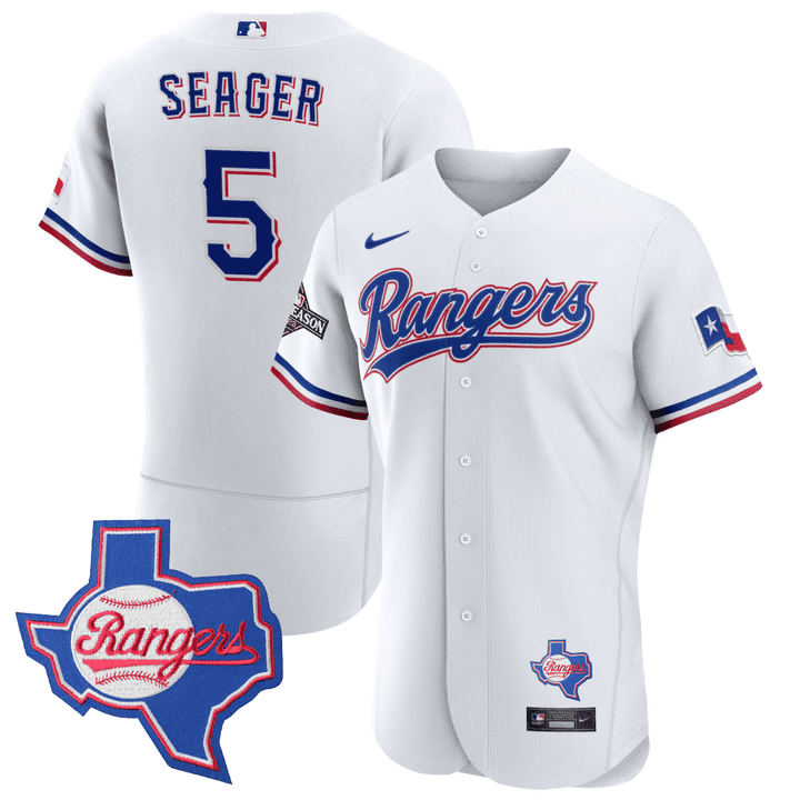 Men's Texas Rangers Texas State Patch Jersey - All Stitched - Image 17