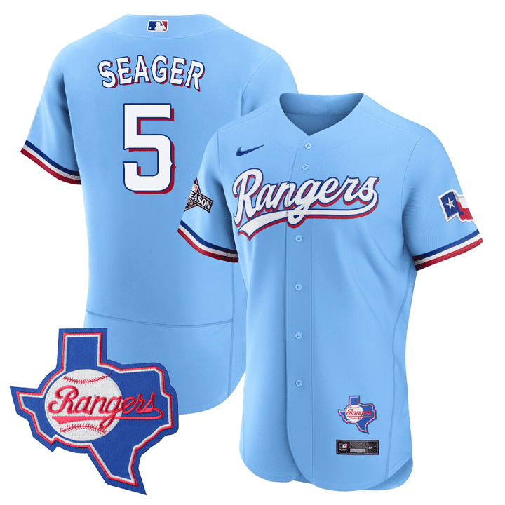 Men's Texas Rangers Texas State Patch Jersey - All Stitched - Image 24