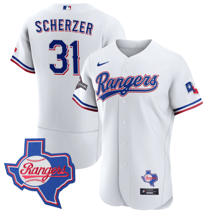 Men's Texas Rangers Texas State Patch Jersey - All Stitched - Image 15