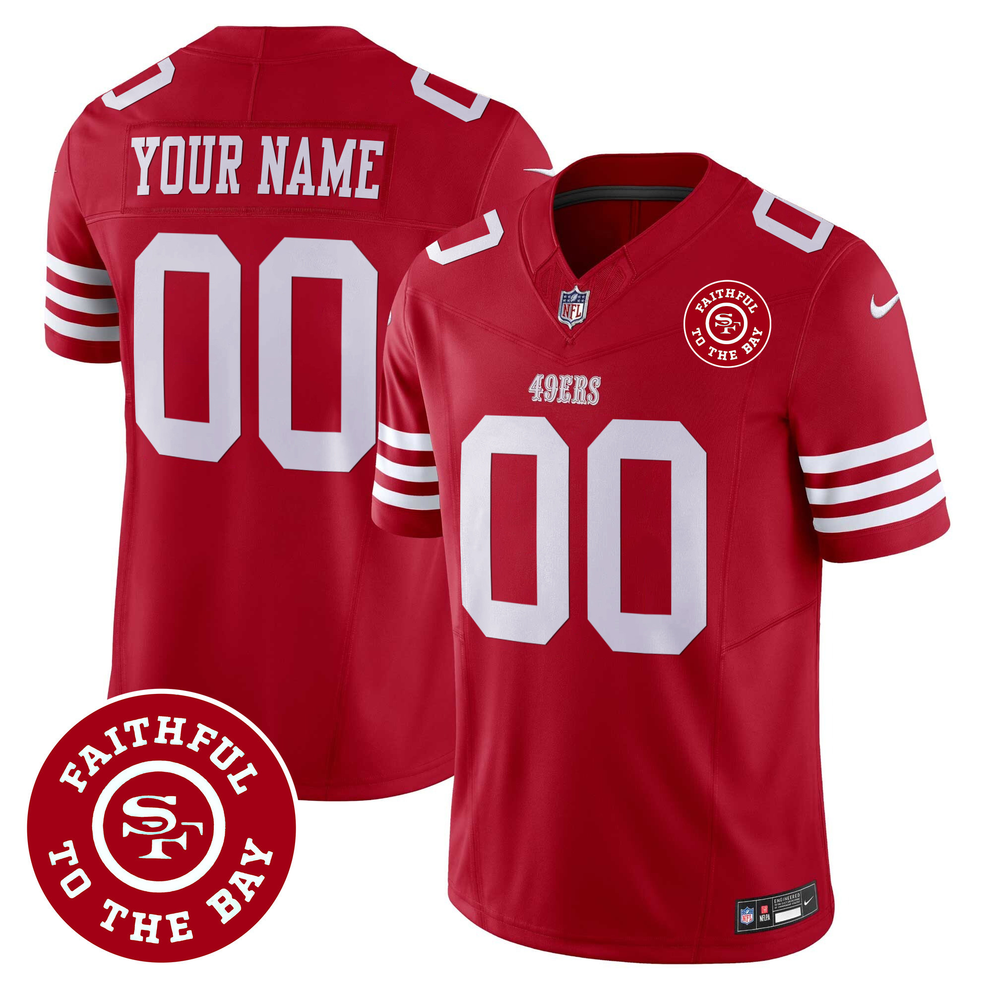 49ers Faithful To The Bay Patch Vapor Custom Jersey - All Stitched - Image 2
