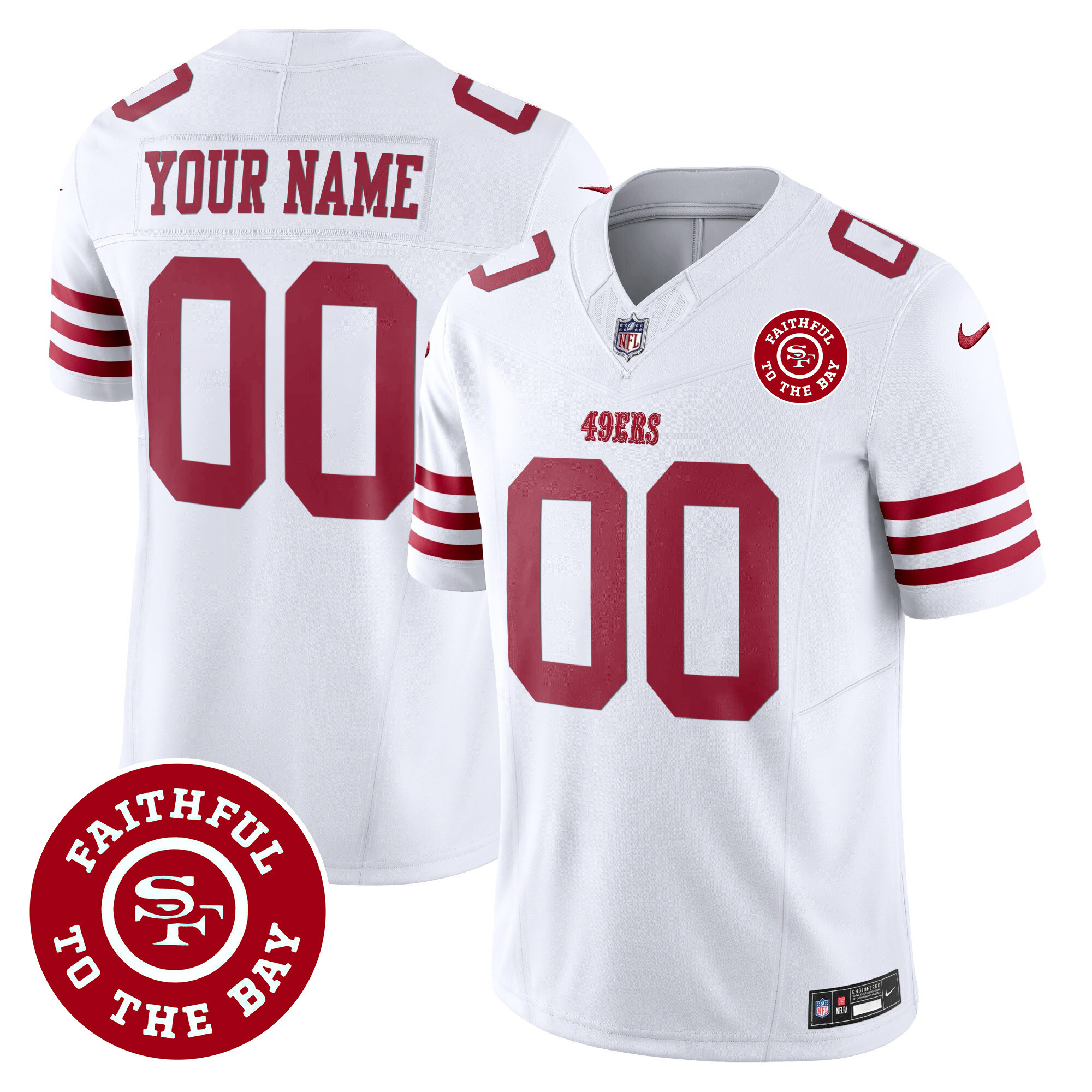 49ers Faithful To The Bay Patch Vapor Custom Jersey - All Stitched - Image 3