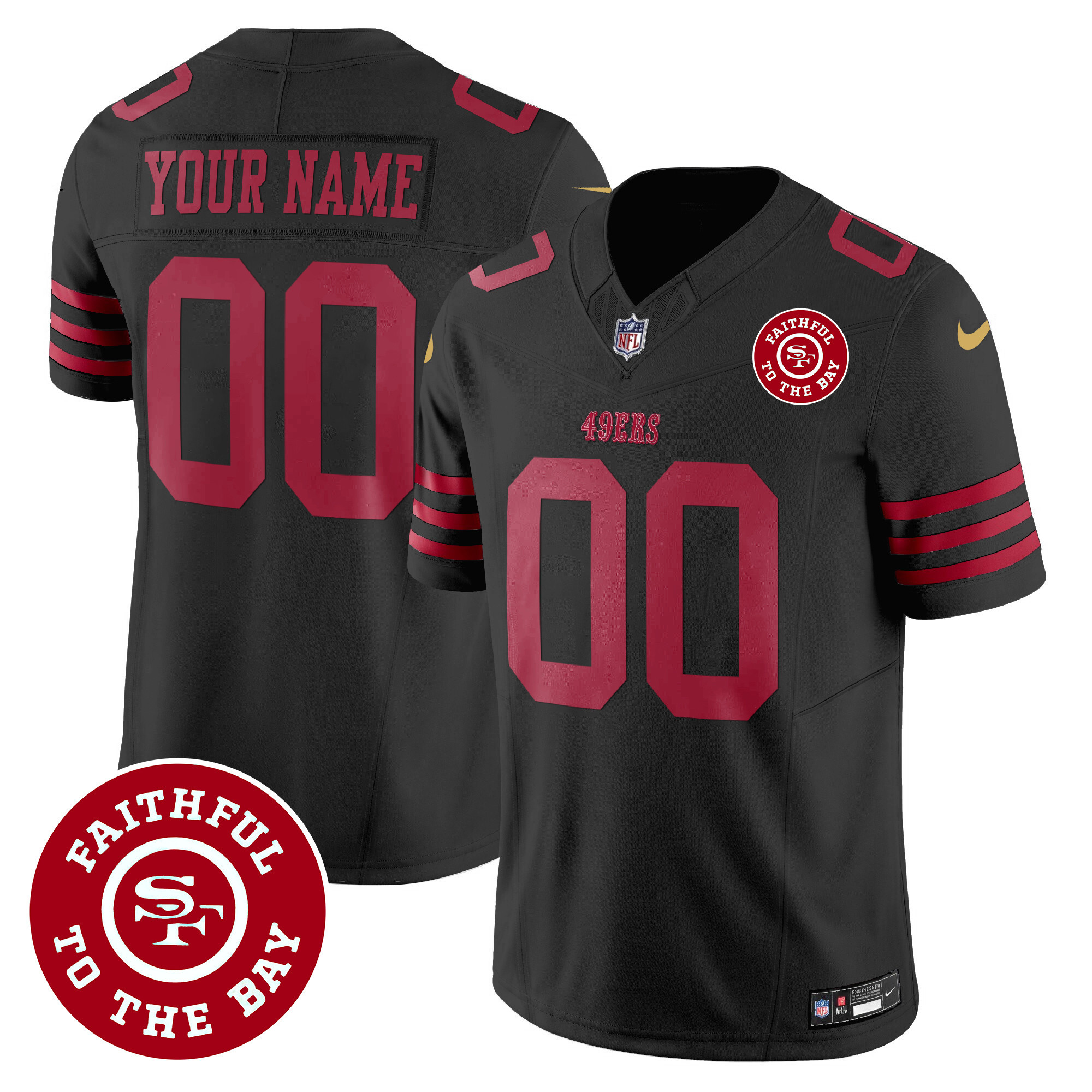 49ers Faithful To The Bay Patch Vapor Custom Jersey - All Stitched - Image 4