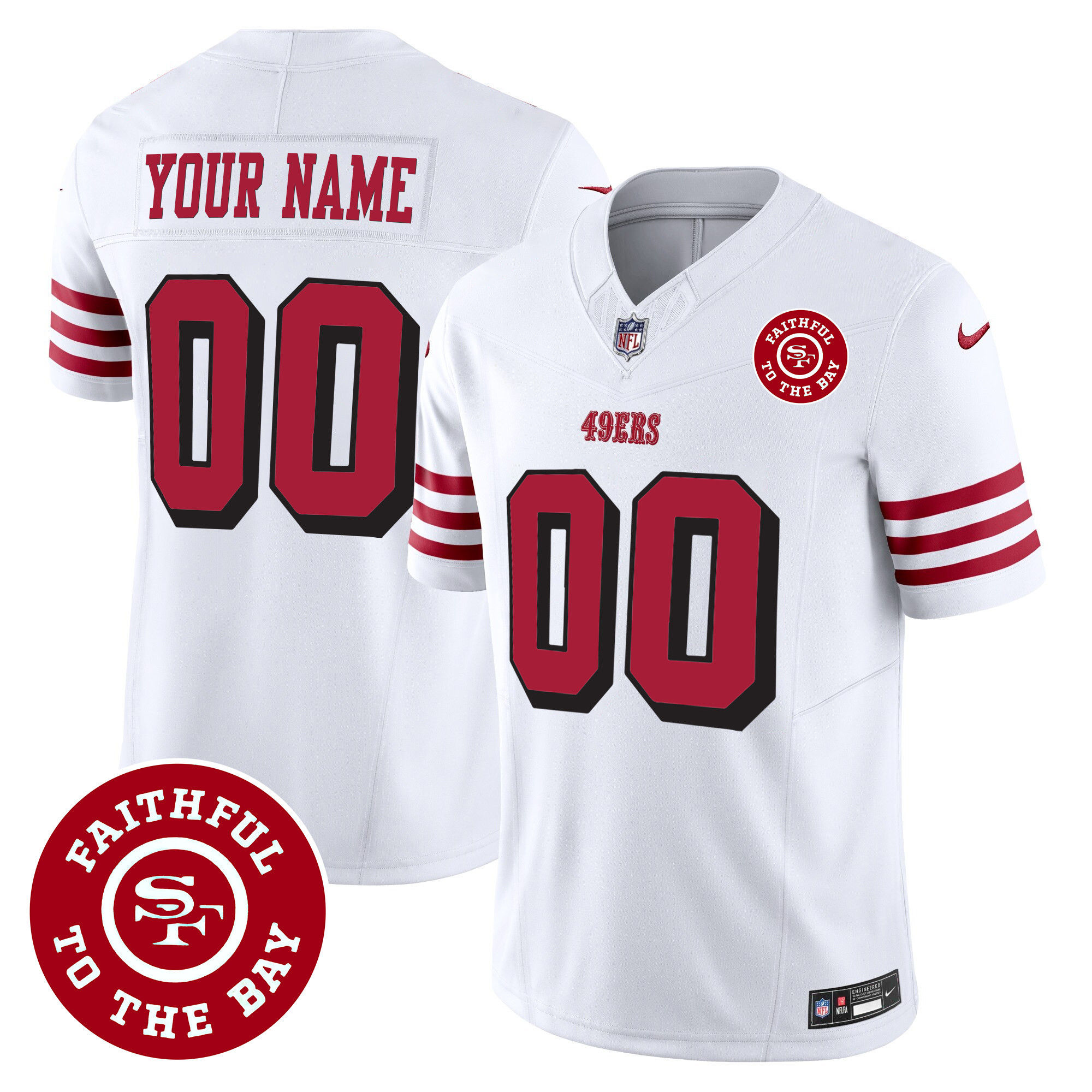 49ers Faithful To The Bay Patch Vapor Custom Jersey V2 - All Stitched - Image 3