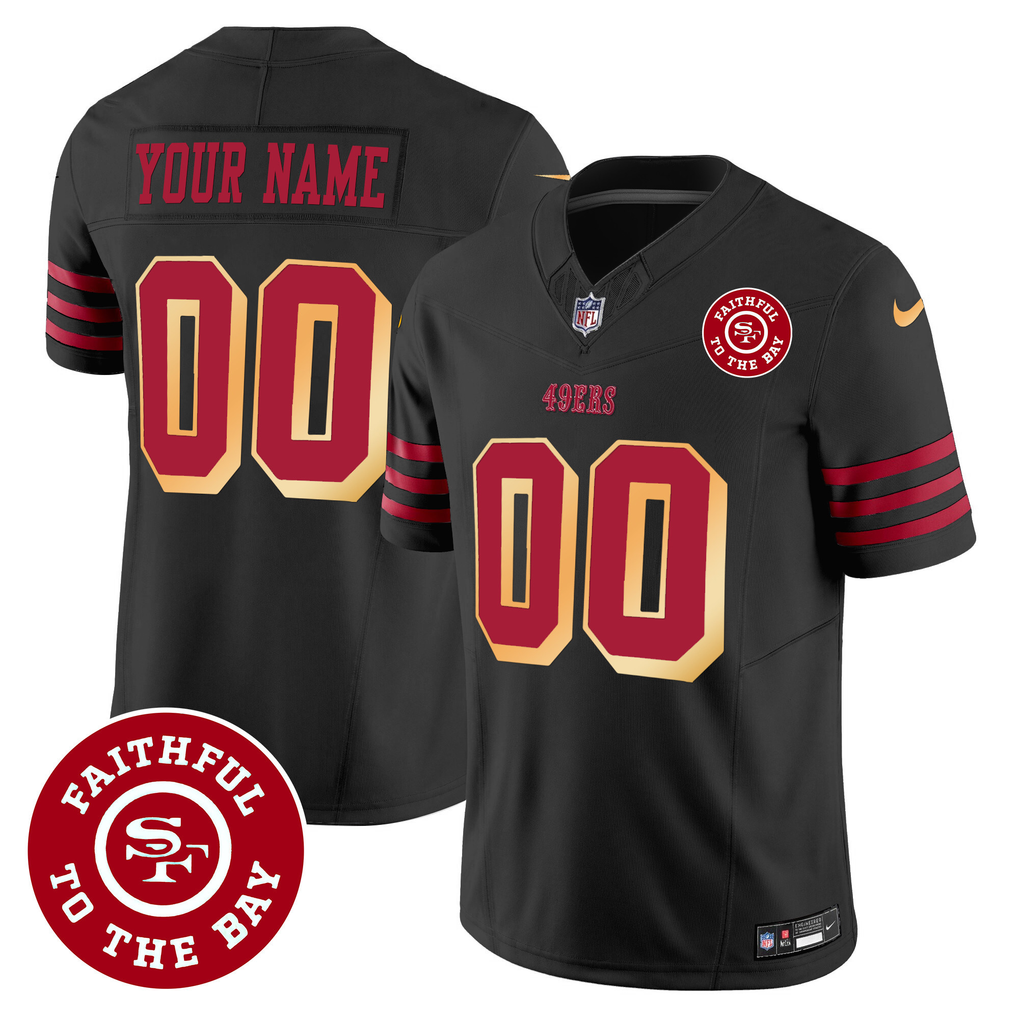 49ers Faithful To The Bay Patch Vapor Custom Jersey V2 - All Stitched - Image 4