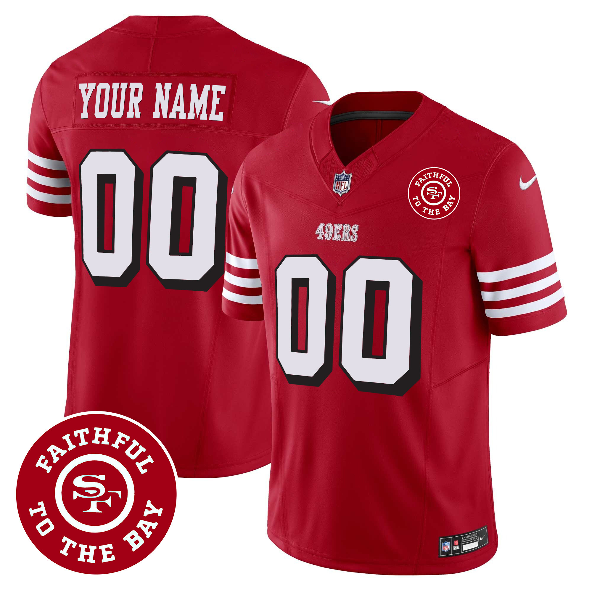 49ers Faithful To The Bay Patch Vapor Custom Jersey V2 - All Stitched - Image 2