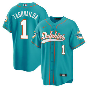 Men's Tua Tagovailoa Dolphins Baseball Teal Jersey - All Stitched
