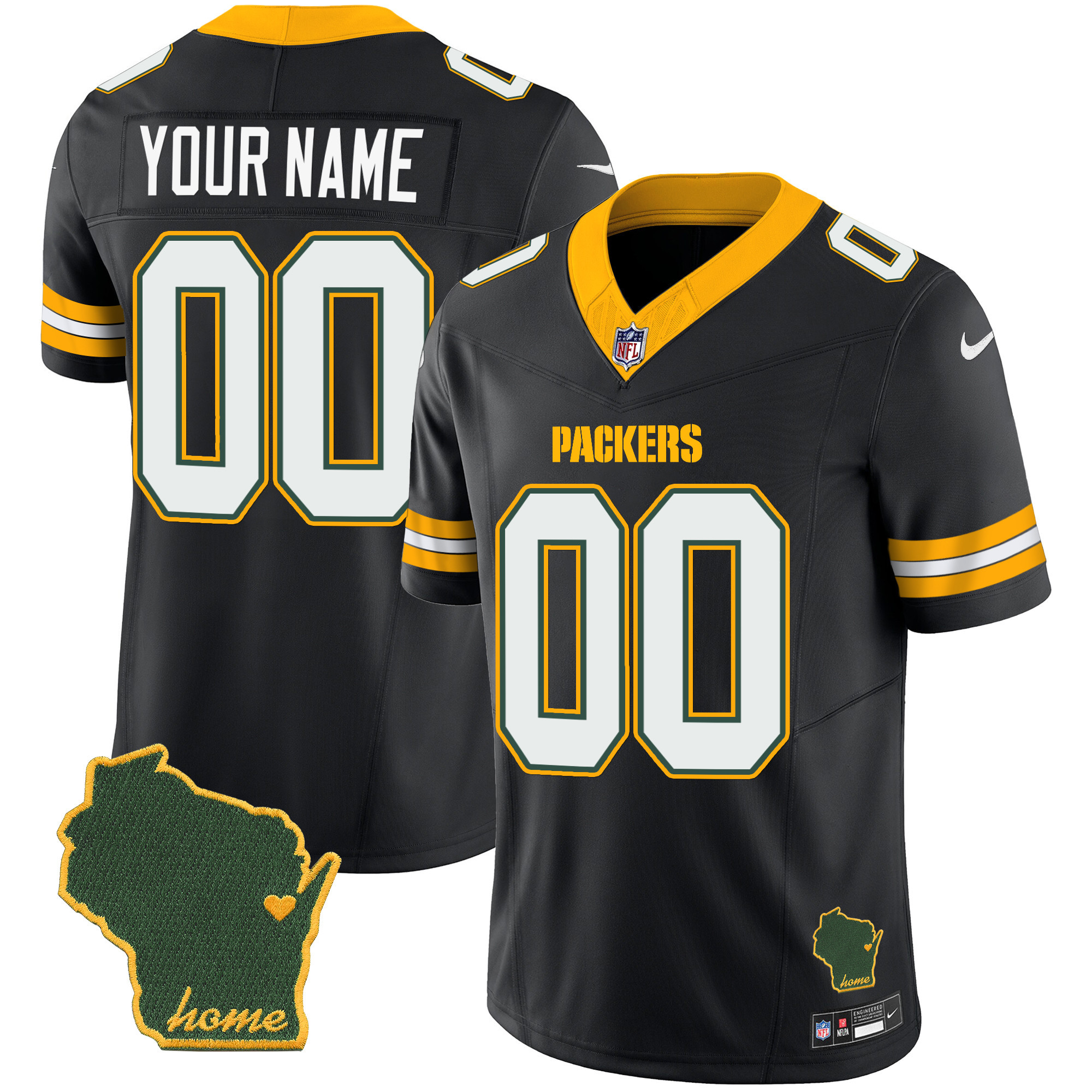 Packers Home Patch Vapor Custom Jersey V2 - All Stitched - Image 4