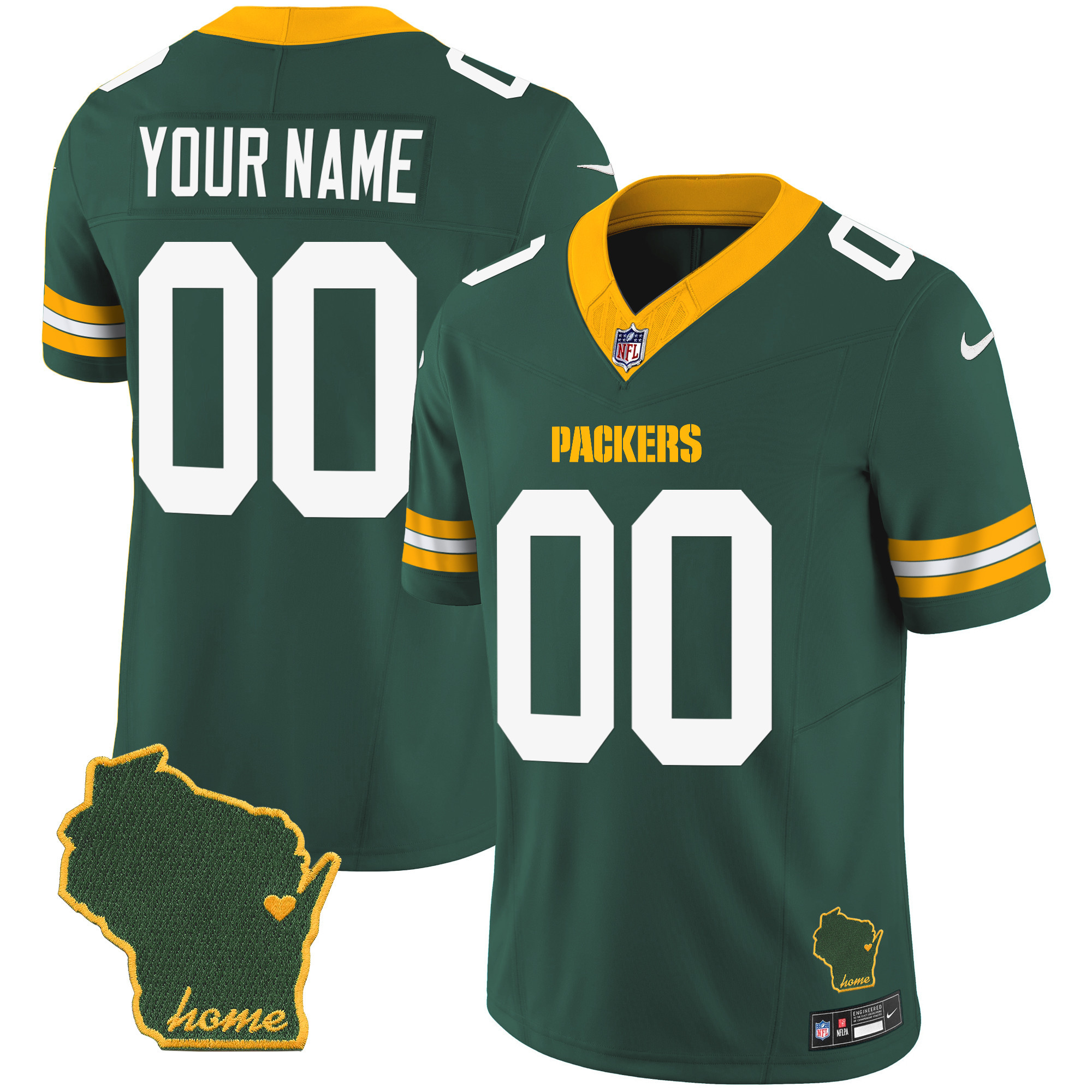 Packers Home Patch Vapor Custom Jersey V2 - All Stitched - Image 2