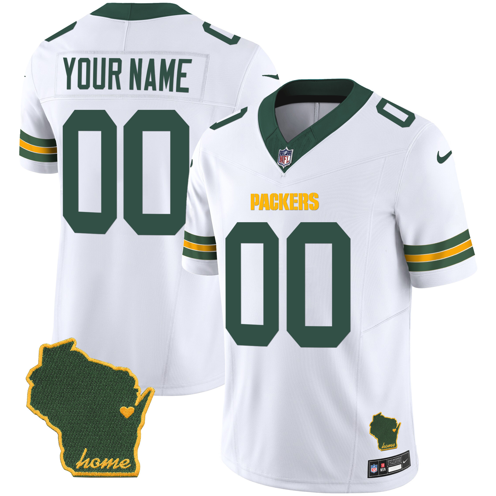 Packers Home Patch Vapor Custom Jersey V2 - All Stitched - Image 3