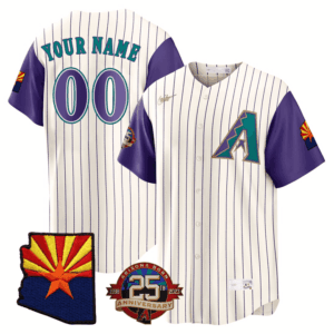 Arizona Diamondbacks Throwback Arizona State & 25th Anniversary Patch Custom Jersey - All Stitched