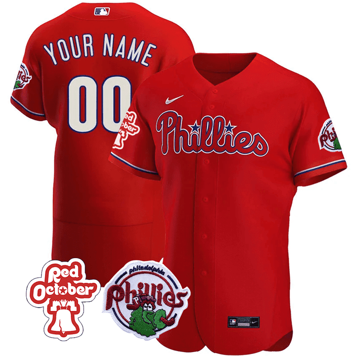 Philadelphia Phillies Red October Patch Custom Jersey - All Stitched - Image 2