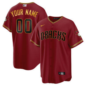 Arizona Diamondbacks Cool Base Gold Trim Custom Jersey - All Stitched