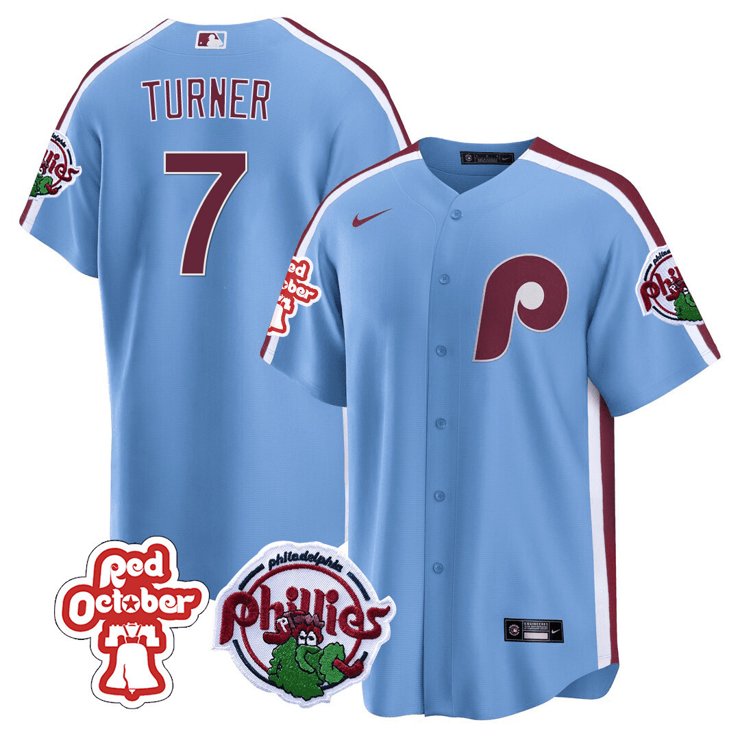 Men's Philadelphia Phillies Red October Patch Cool Base Jersey - All Stitched - Image 18