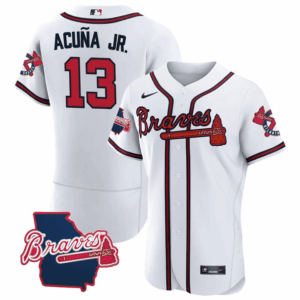 Men's Atlanta Braves Georgia State Patch Jersey - White - All Stitched