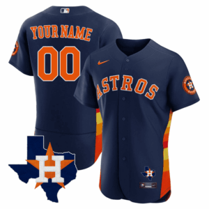 Houston Astros Texas State Patch Custom Jersey - Navy - All Stitched