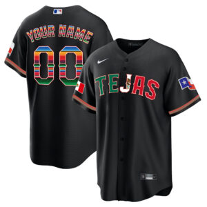 Texas Rangers Mexico Flag Custom Jersey - All Stitched