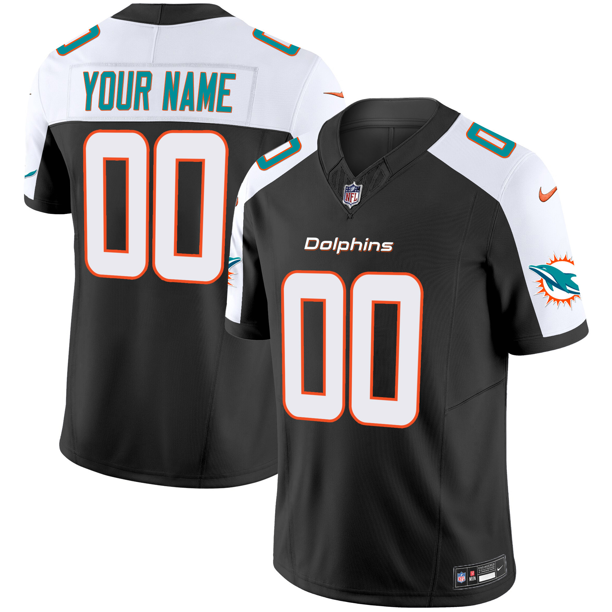 Dolphins Vapor Limited Custom Jersey V2 - All Stitched - Image 2