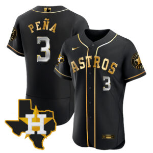 Men's Houston Astros 2024 Gold Jersey - Texas Patch - All Stitched